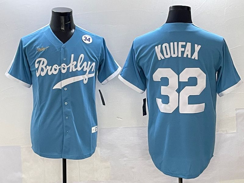 Men Los Angeles Dodgers 32 Koufax Light Blue Throwback 2025 Nike MLB Jersey style 41